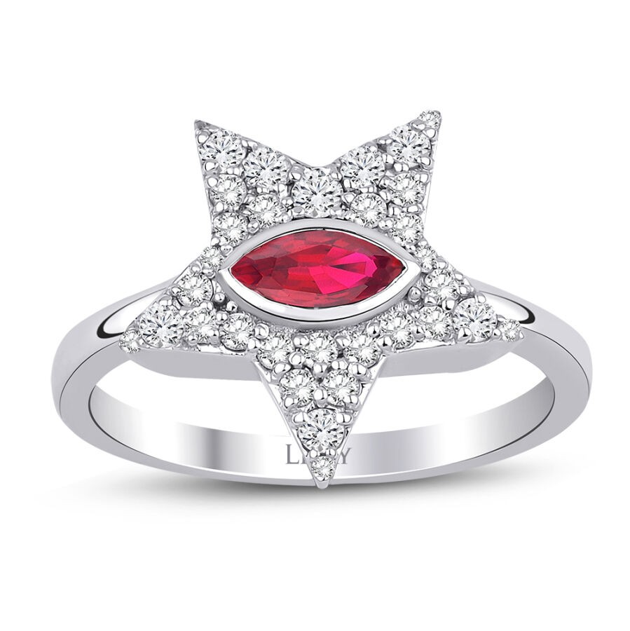 0.61 Carat Diamond Ruby Ring