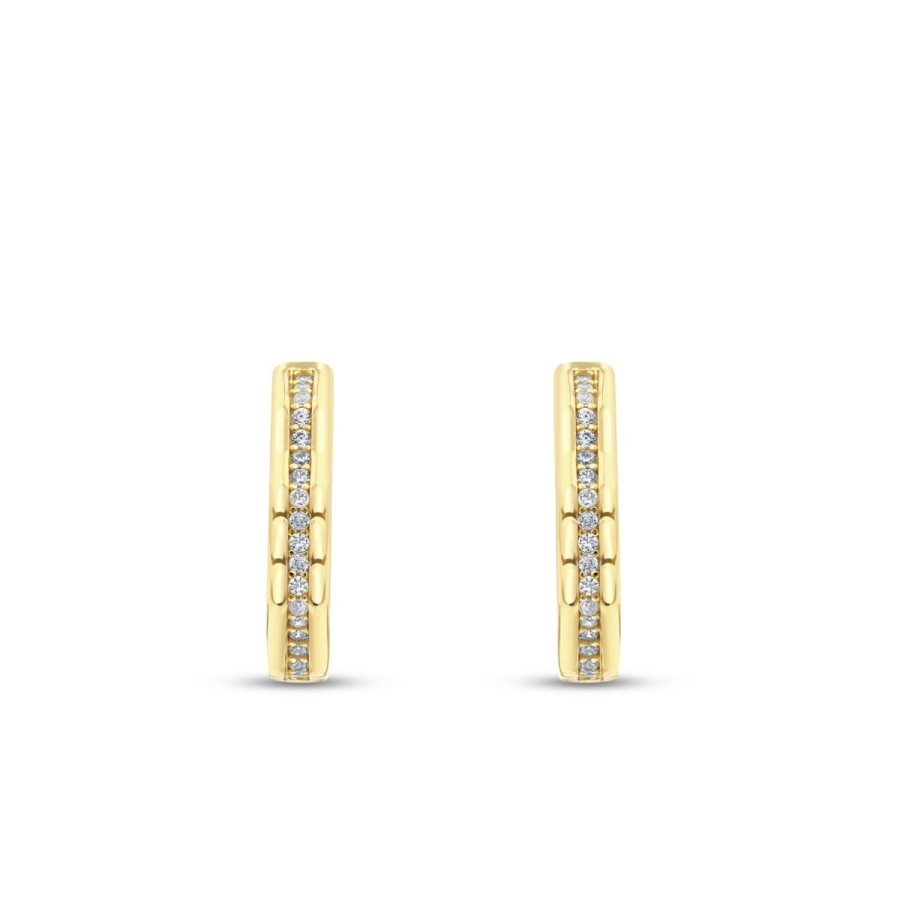 Gold Classic Stone Hoop Earring