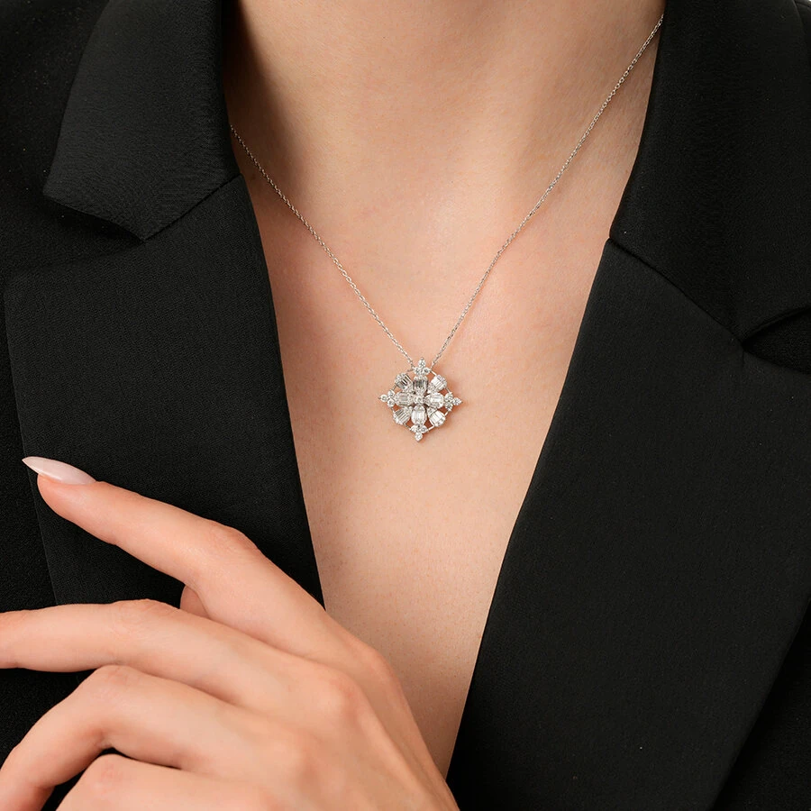 0.83 Carat Diamond Baguette Necklace