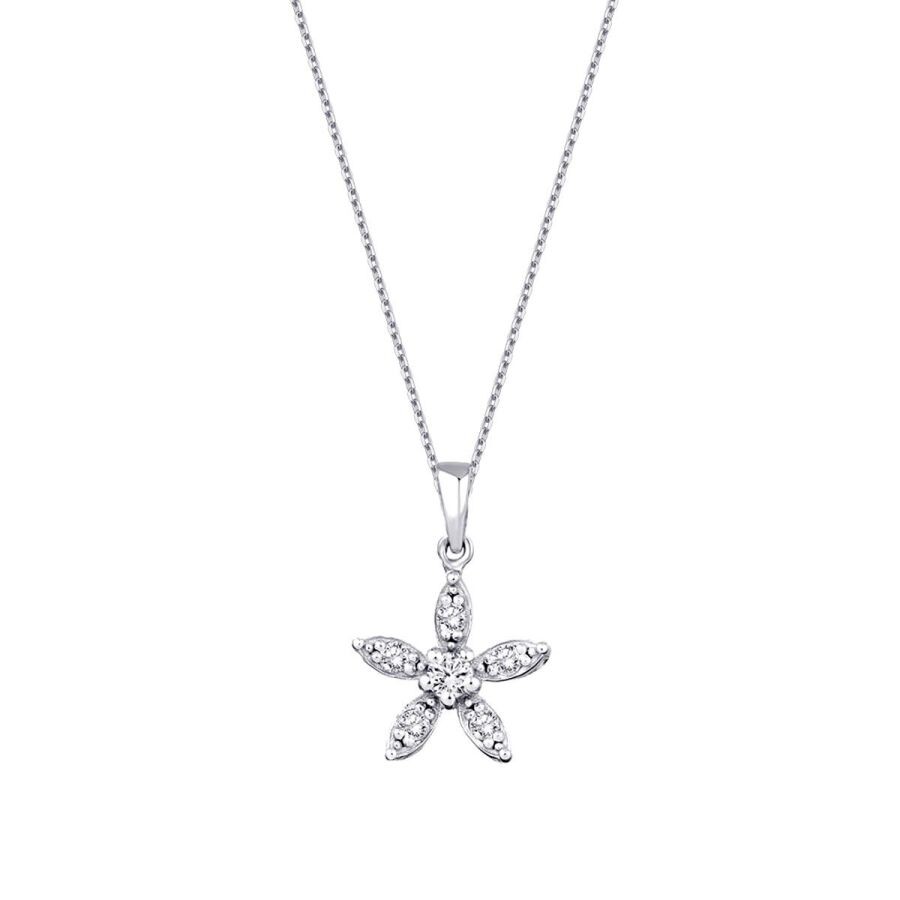 0.13 Carat Diamond Flower Necklace