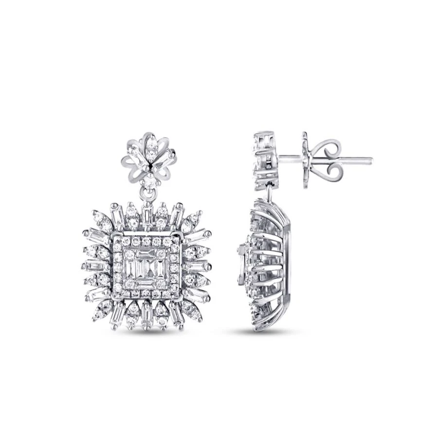 1.20 Carat Diamond Baguette Earrings