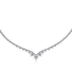 Gold Flower Figured Tennis Necklace