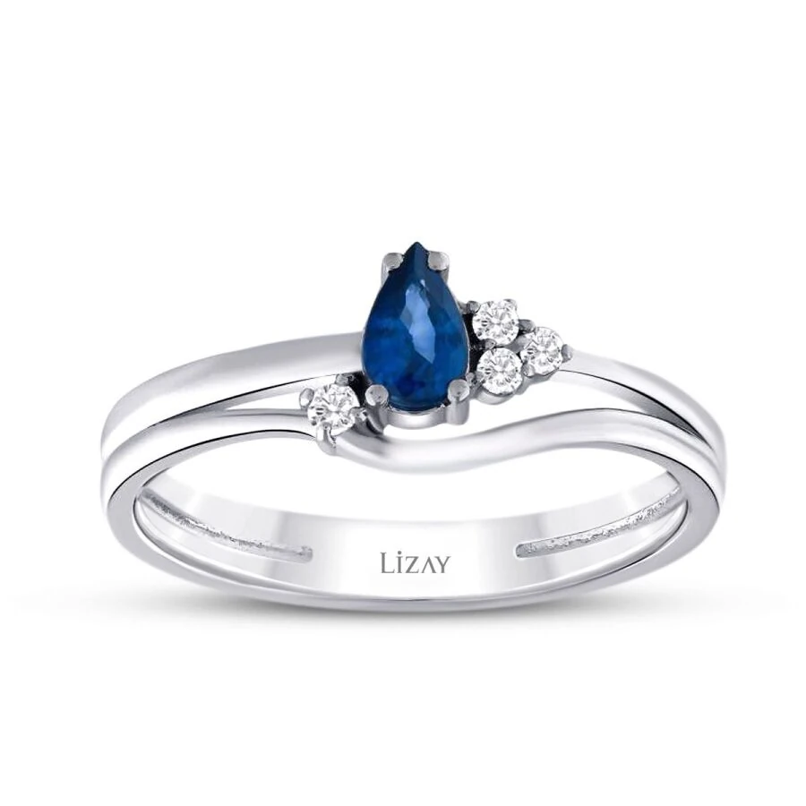 0.32 Carat Diamond Sapphire Ring