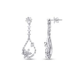 1.33 Carat Diamond Baguette Flower Earrings