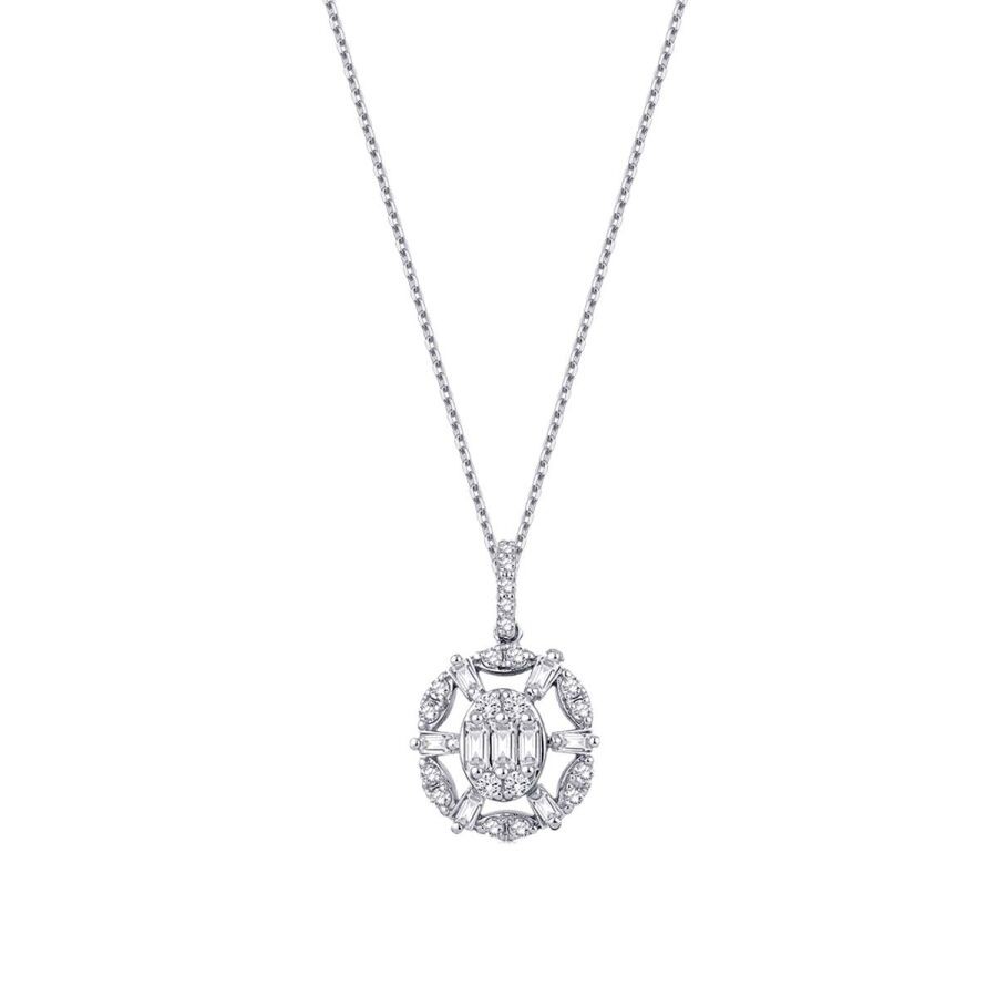 0.26 Carat Diamond Baguette Necklace