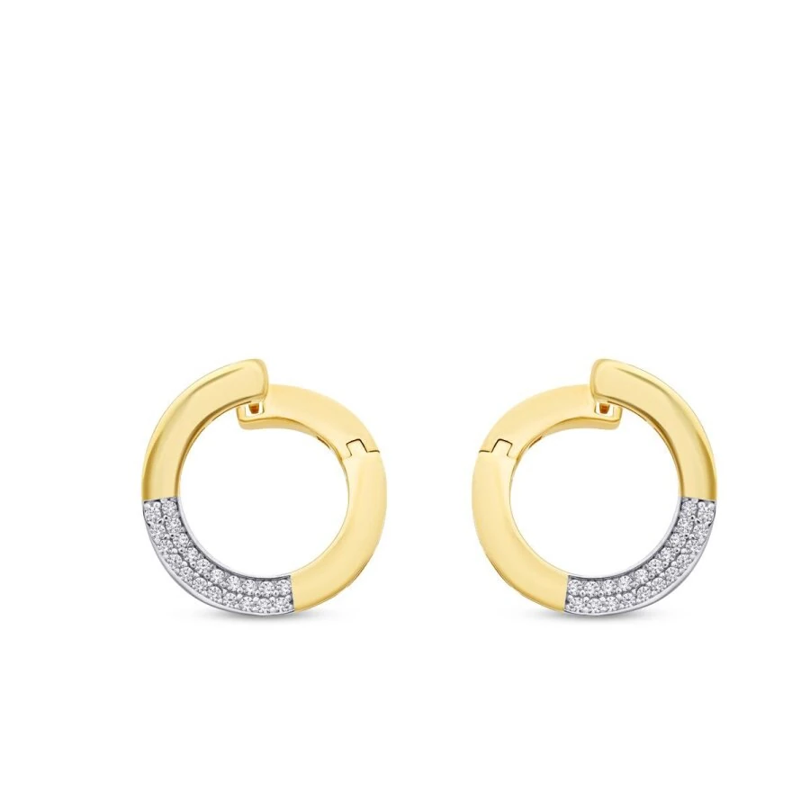 Gold Round Stone Earrings