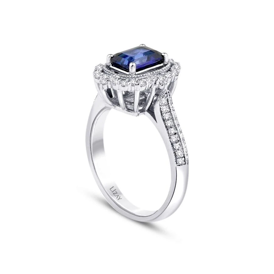 1.71 Carat Diamond Sapphire Ring