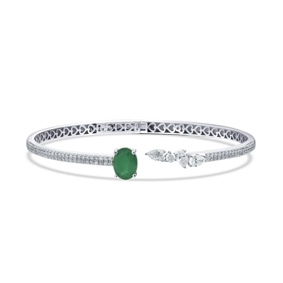 2.23 Carat Diamond Emerald Bangle