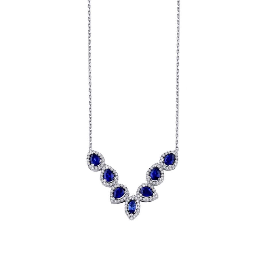 1.78 Carat Diamond Pear Sapphire Necklace