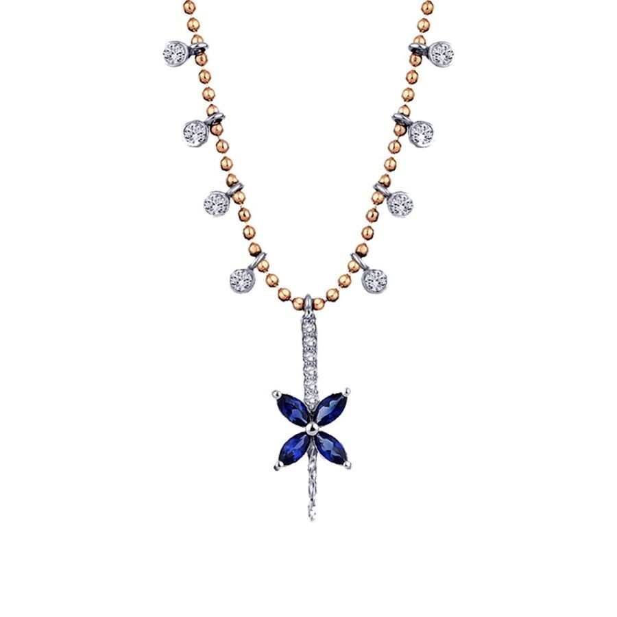 0.59 Carat Diamond Sapphire Necklace