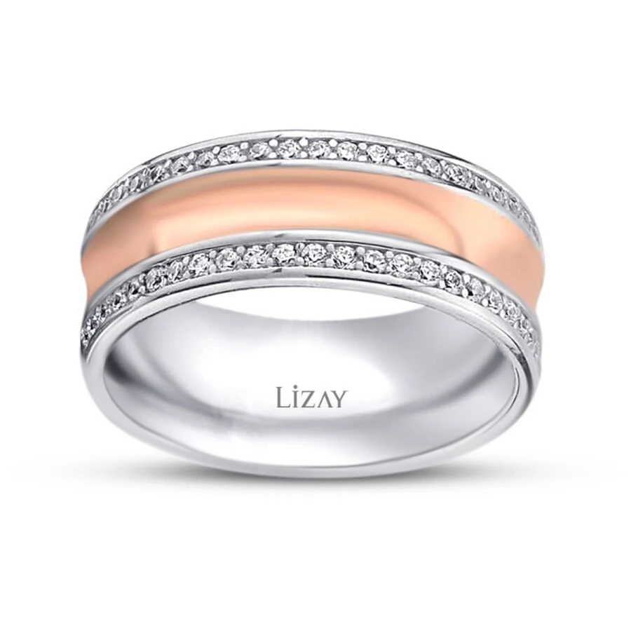 Gold Two-Tone Eternity Wedding Band