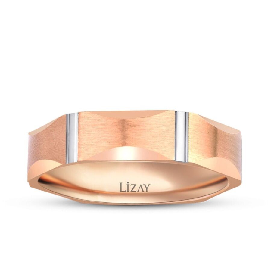 Rose Gold Striped Wedding Band