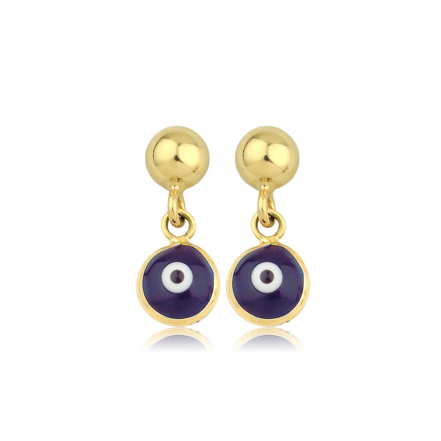 Gold Evil Eye Children's Earrings