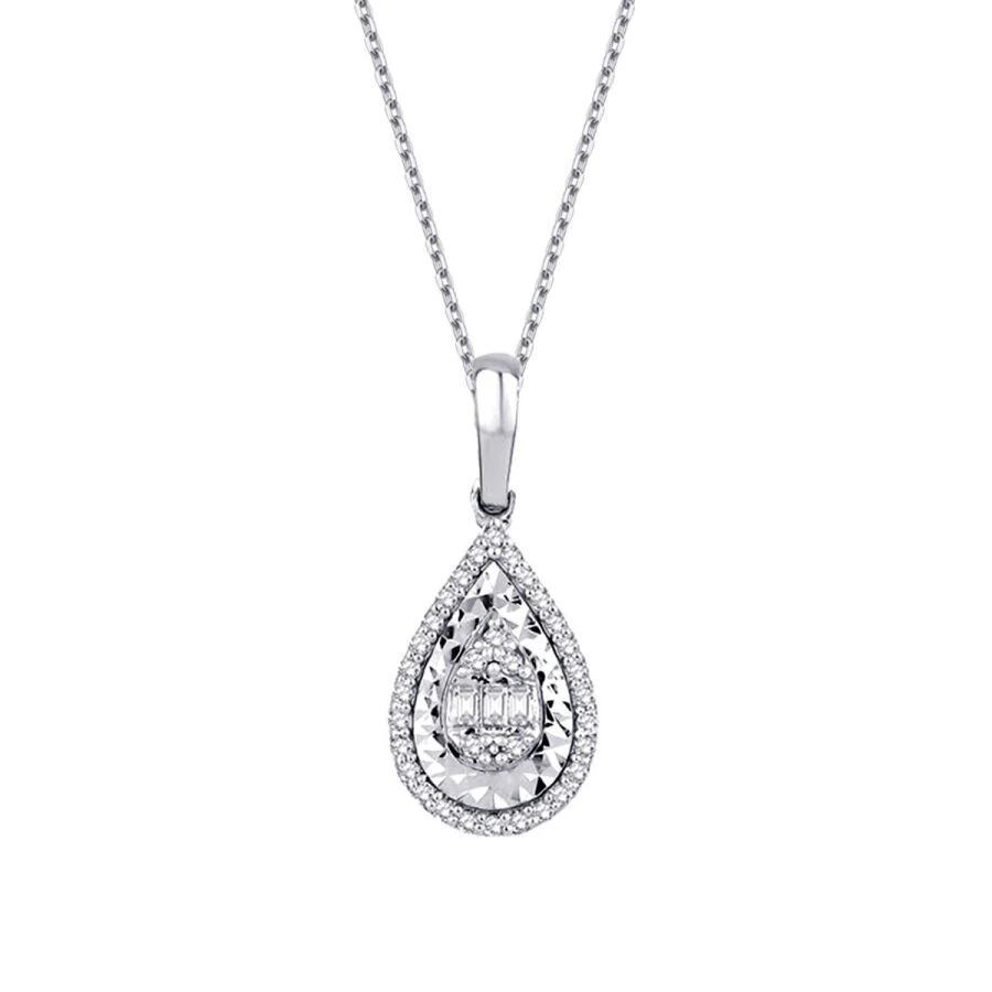 0.11 ct. Diamant Baguette Halskette