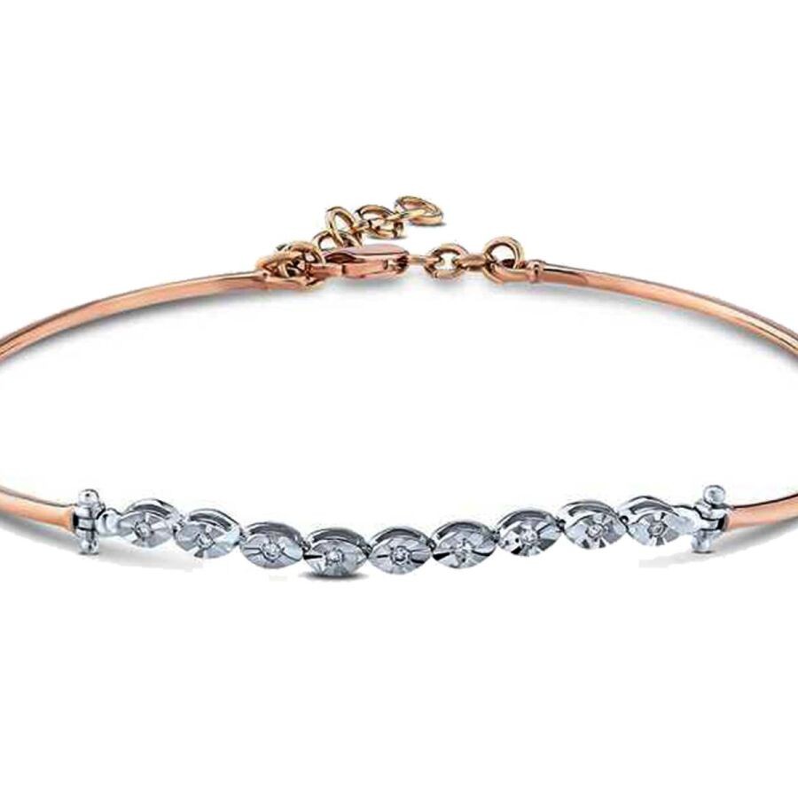 0.04 Carat Diamond-Effect Two-Tone Bangle