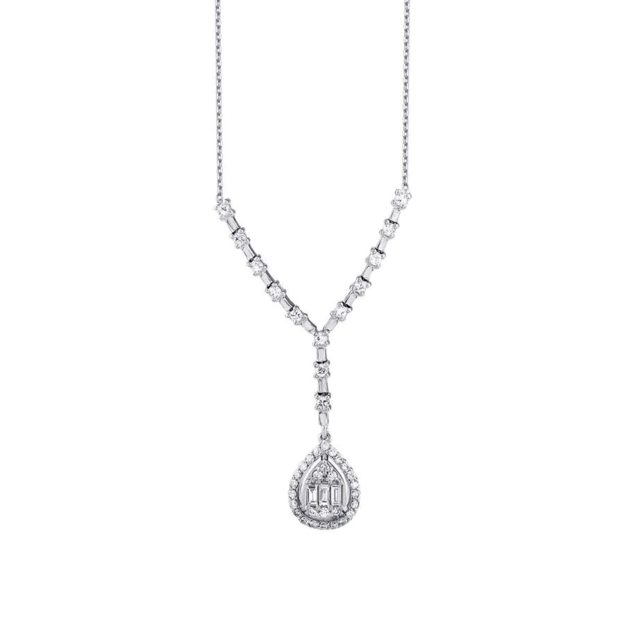 0.50 Carat Diamond Baguette Pear Necklace