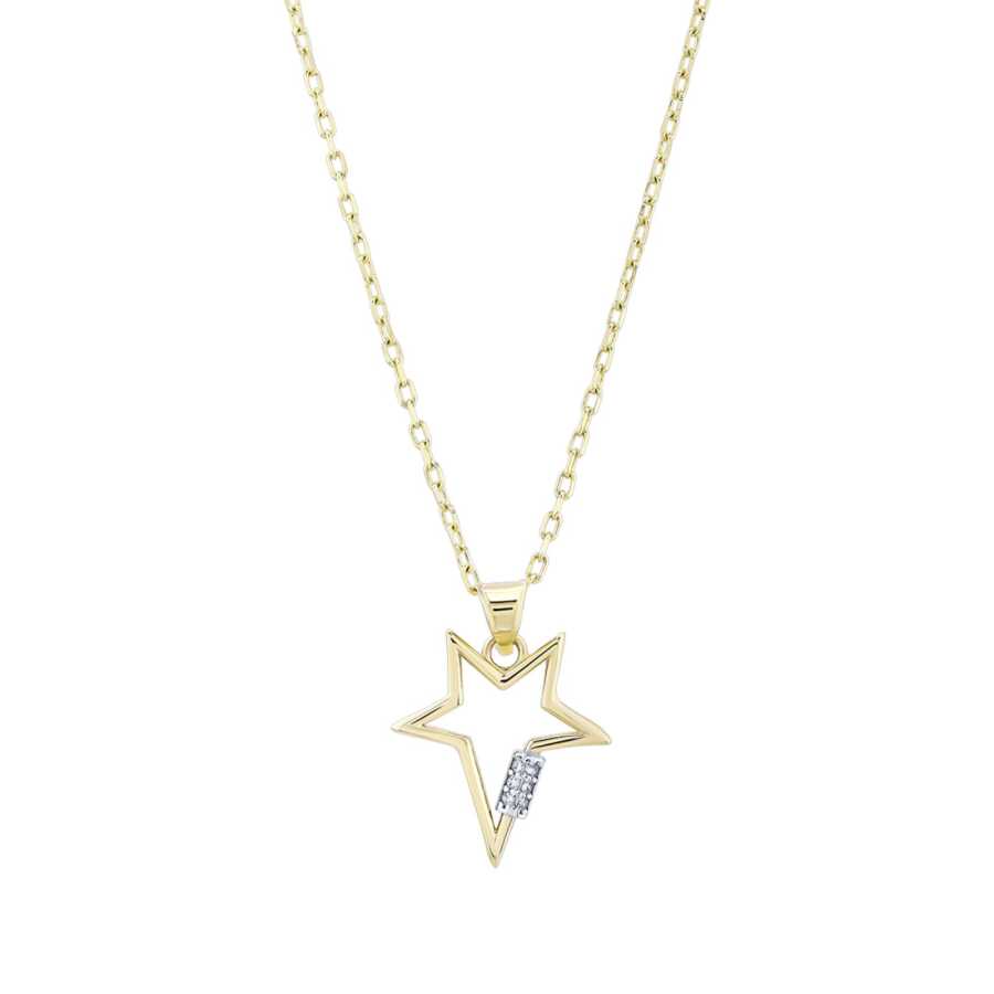 Gold White Stone Star Necklace