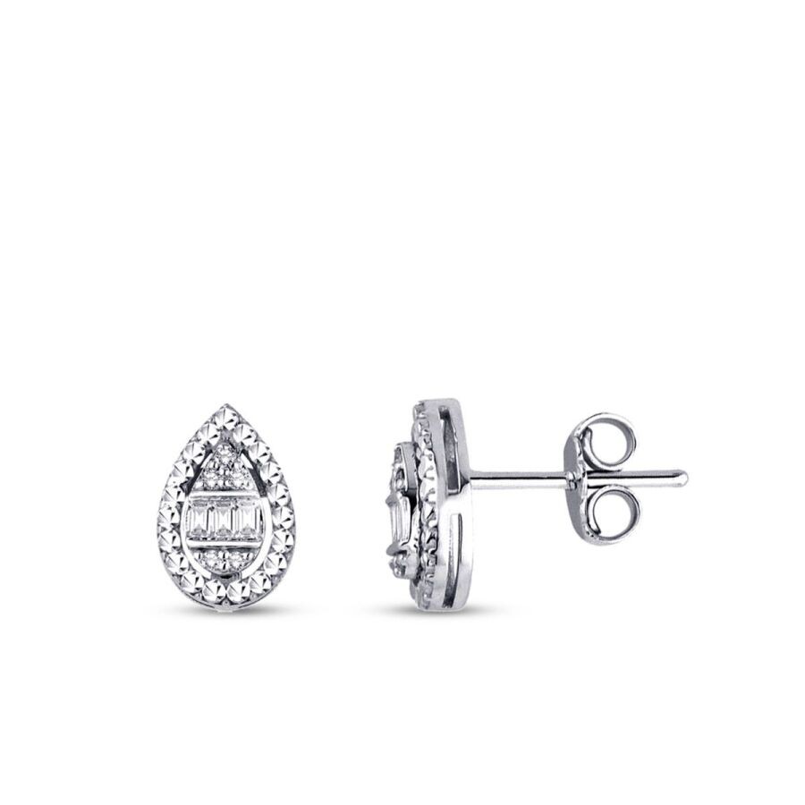 0.10 Carat Diamond Pear BaguetteEarrings