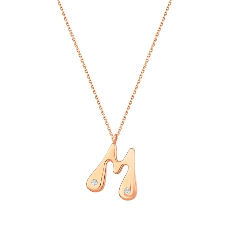 0.04 Carat Diamond Letter M  Necklace