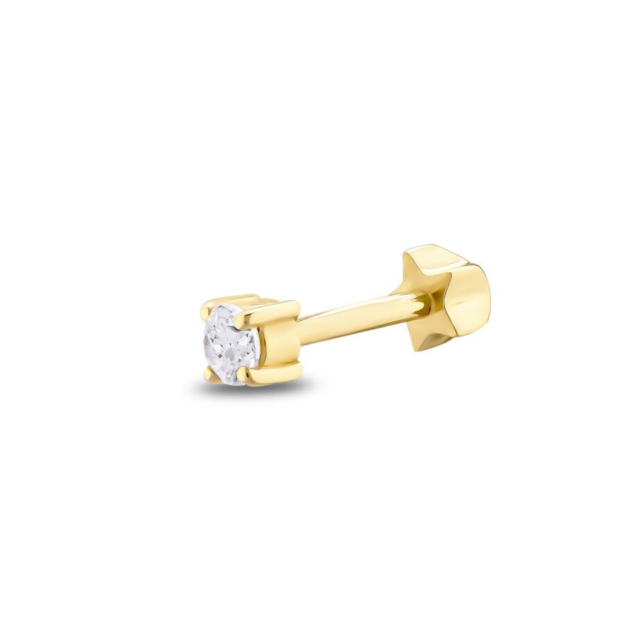 Gold Solitaire Tragus Earring