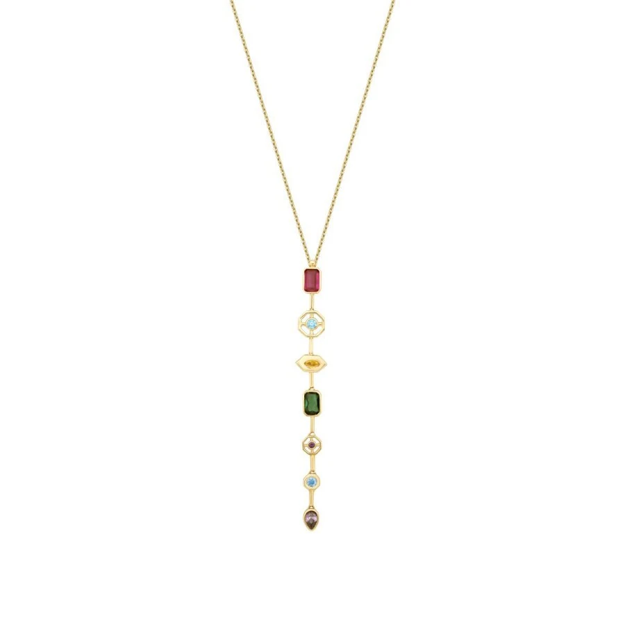 Gold Multi-Stone Modern Necklace