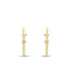 Gold Oval Side Stone Hoop Earring
