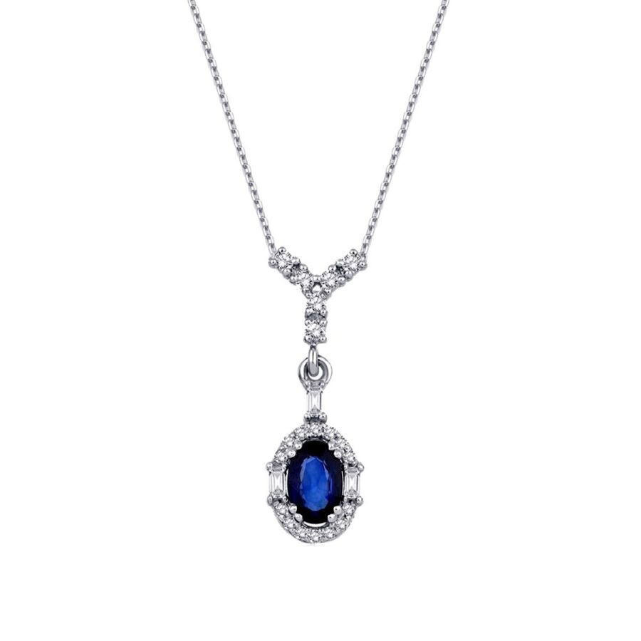 0.52 Carat Diamond Sapphire Necklace