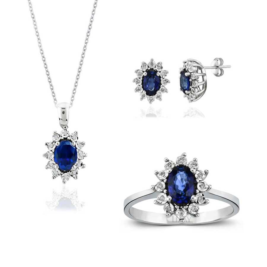 2.29 Carat Diamond Sapphire Set