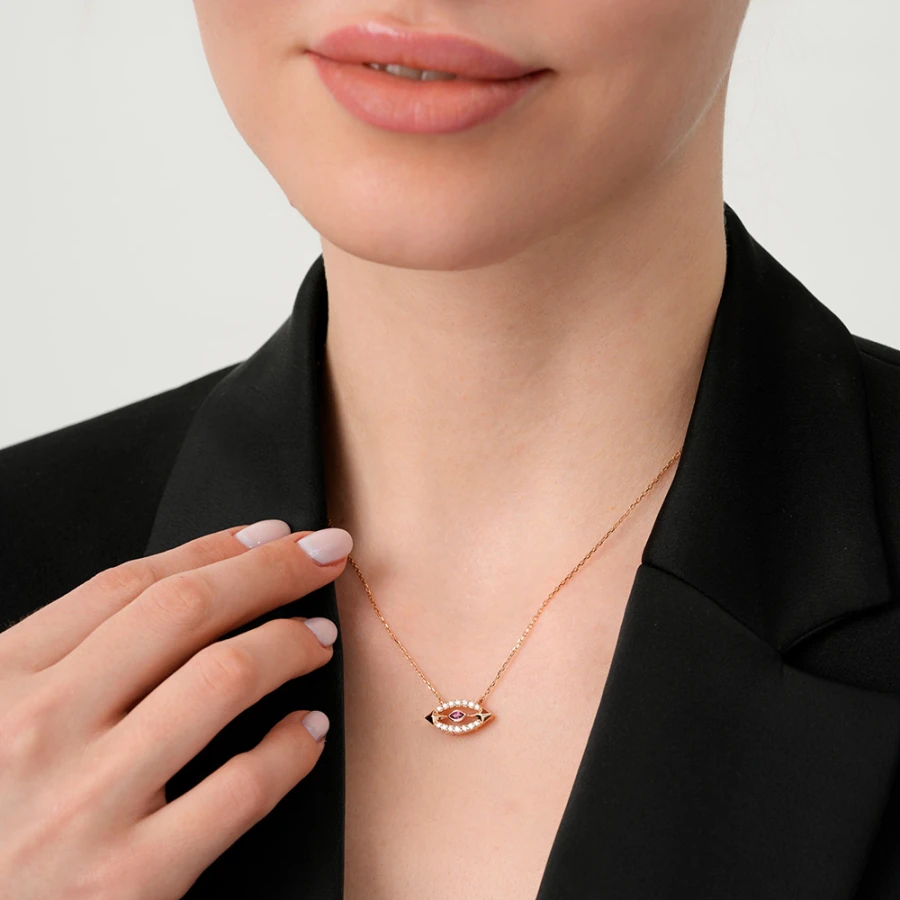 0.31 Carat Diamond Ruby Necklace