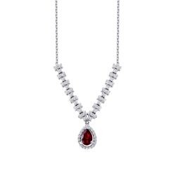 1,22 Karat Diamant Tropfen Rubin Halskette