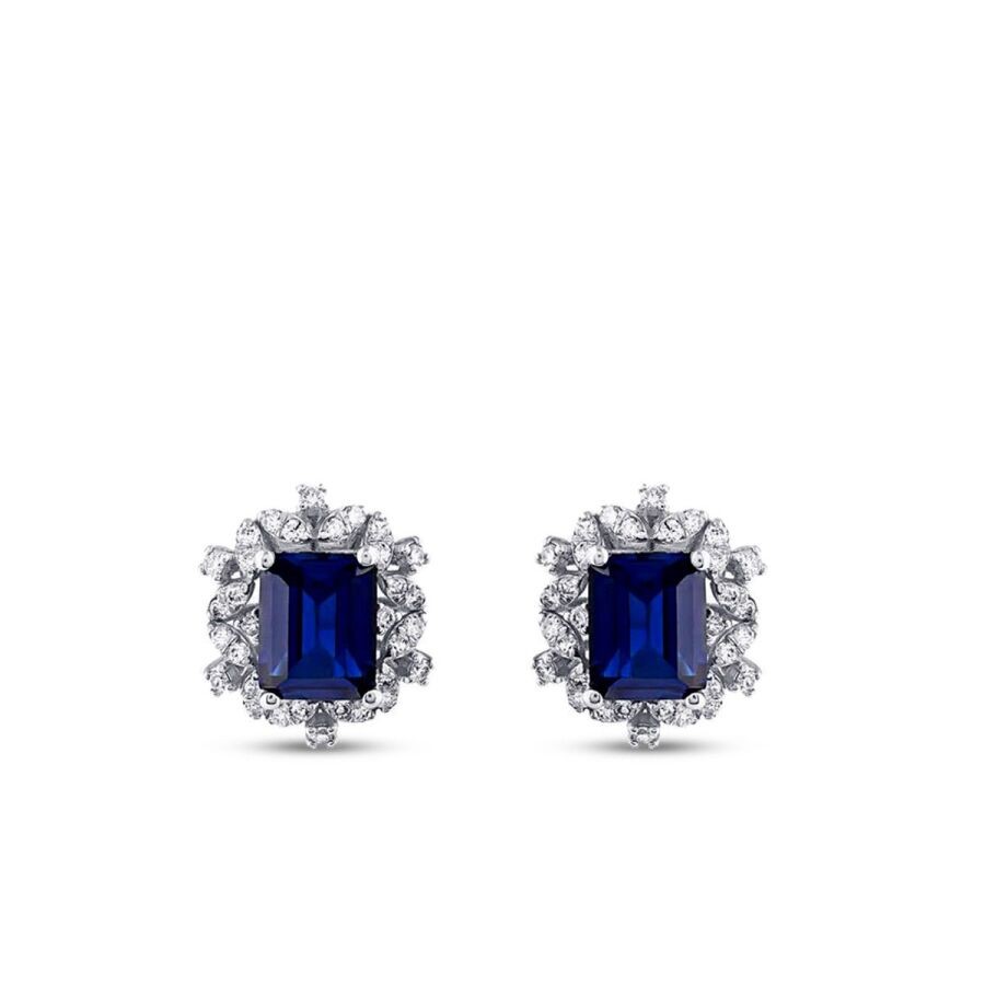 4.57 Carat Diamond Sapphire Earrings