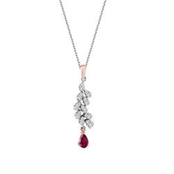 0,39 Karat Diamant Rubin Halskette