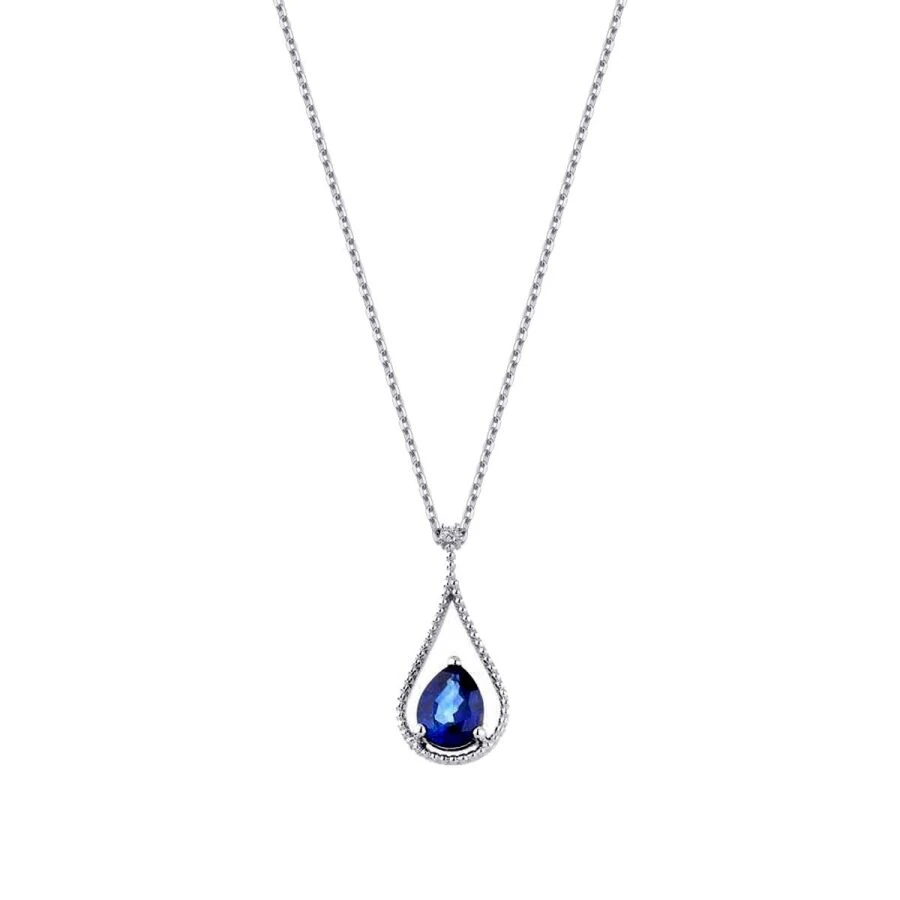 1.98 Carat Diamond Pear Sapphire Necklace