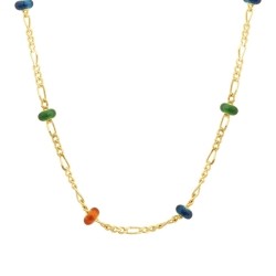 Gold Colored Stone Chain Necklace