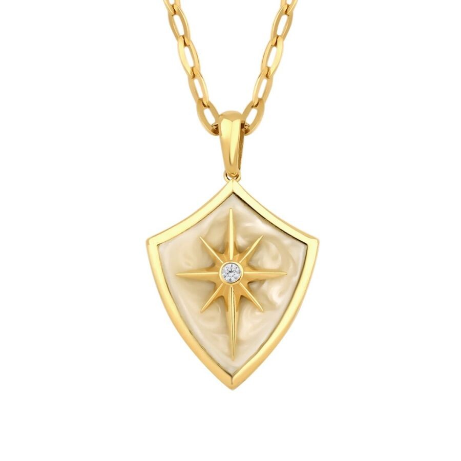 Gold North Star Enamel Necklace