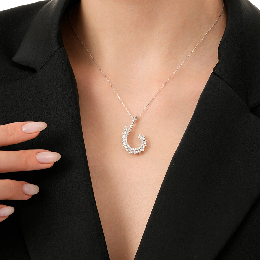 0.96 ct. Diamant Baguette Halskette