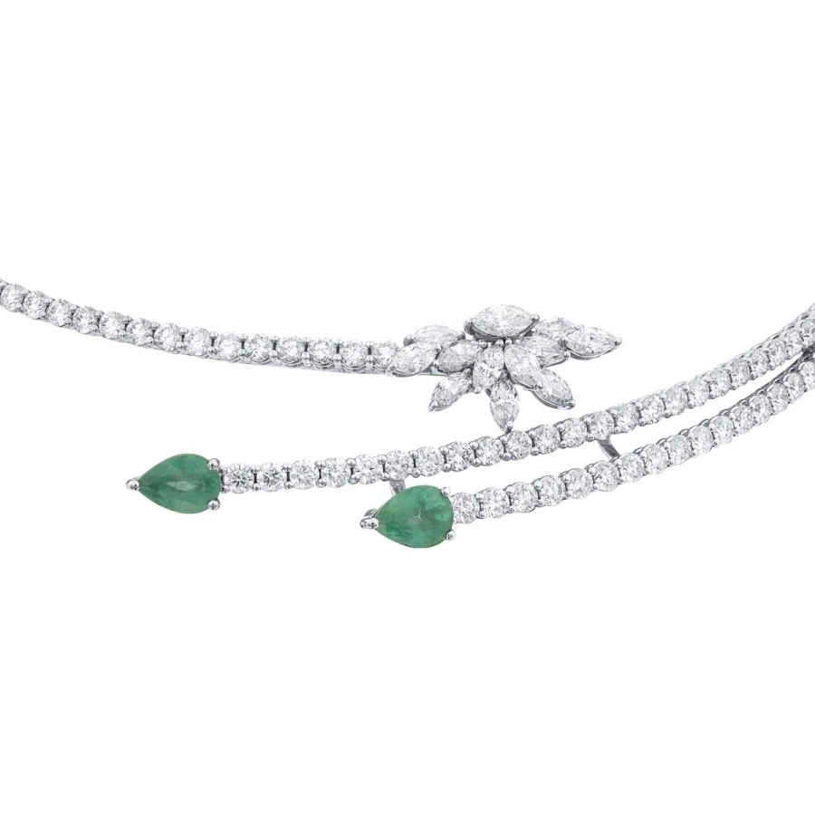 11.65 Carat Diamond Emerald Neckband