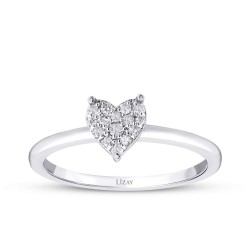 0,09 Karat Diamant Weißgold Herz Ring