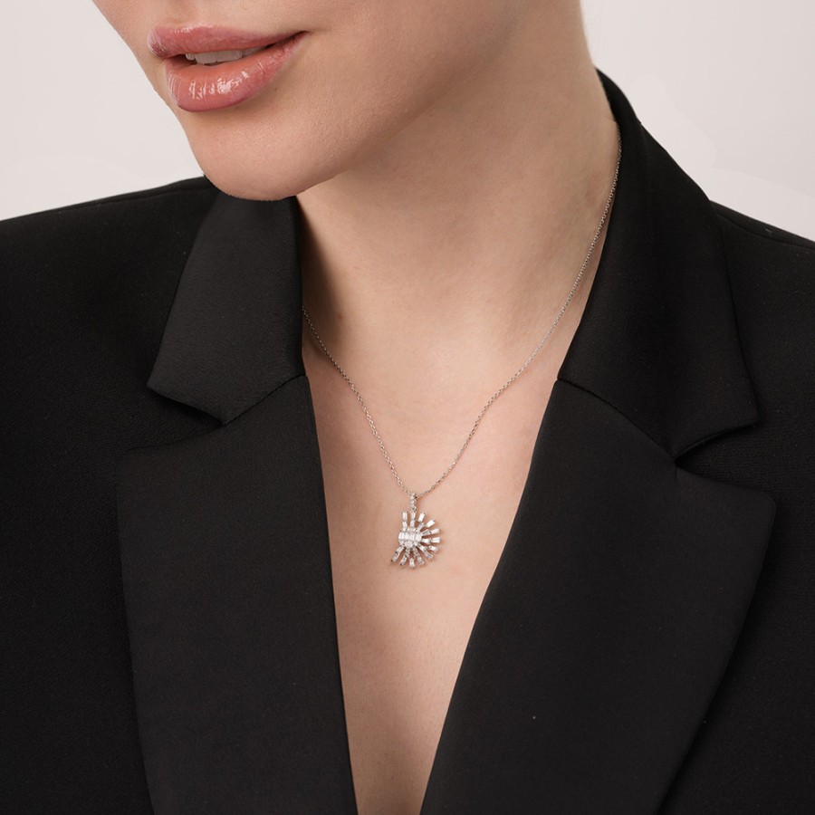 0.76 Carat Diamond Baguette Necklace
