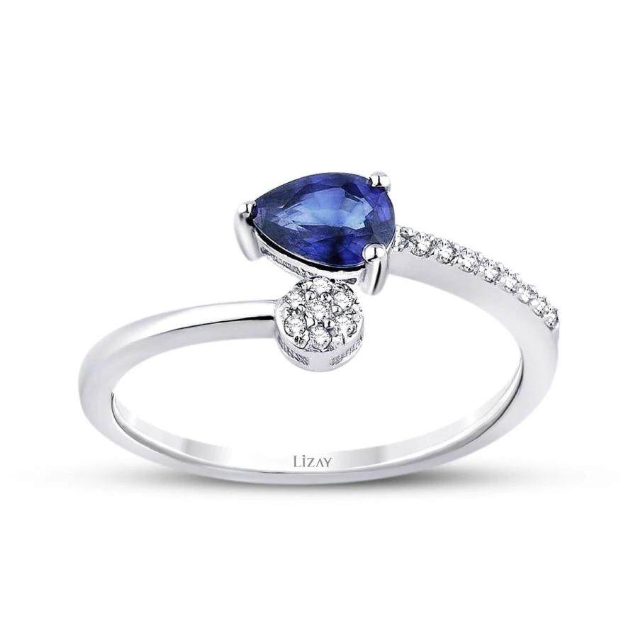 0.53 Carat Diamond Sapphire Ring