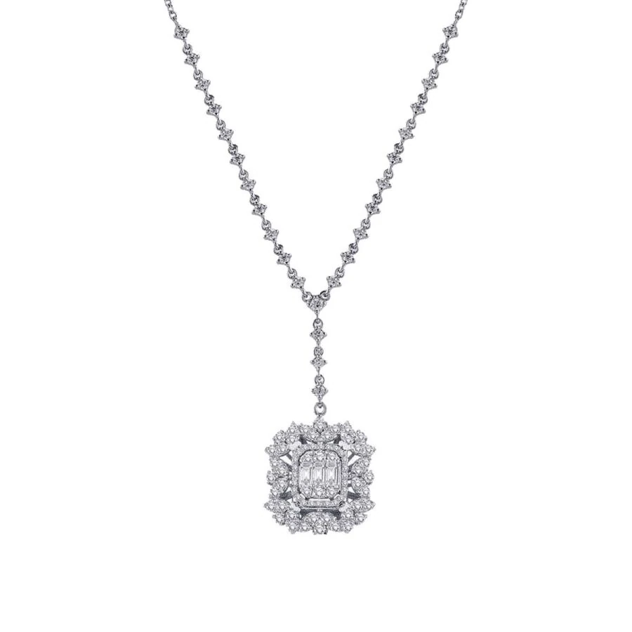 1.47 Carat Diamond Baguette Necklace
