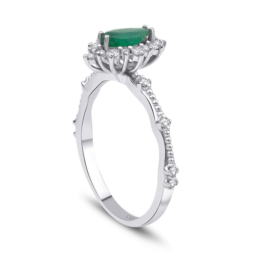 0.57 Carat Diamond Emerald Ring