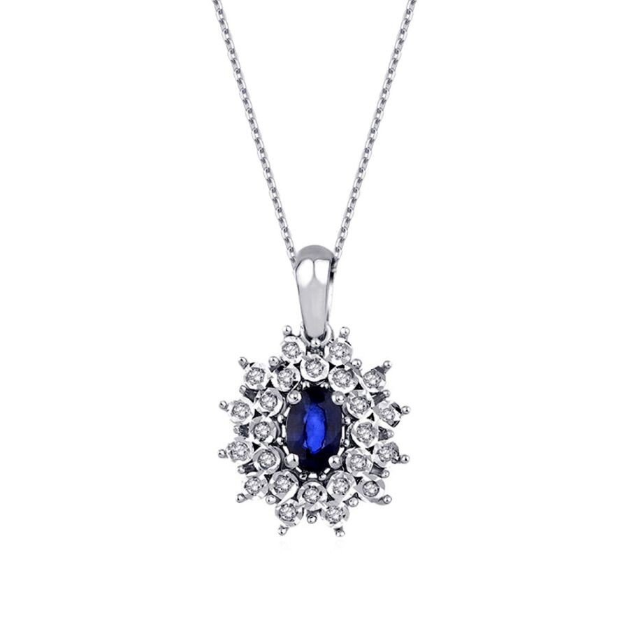 0,48 Karat Diamant Saphir Halskette