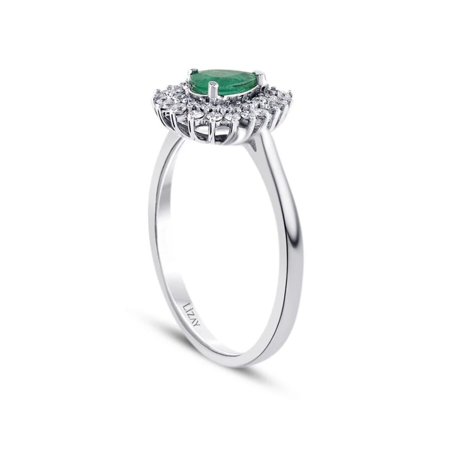 0.91 ct. Diamant Smaragd Ring