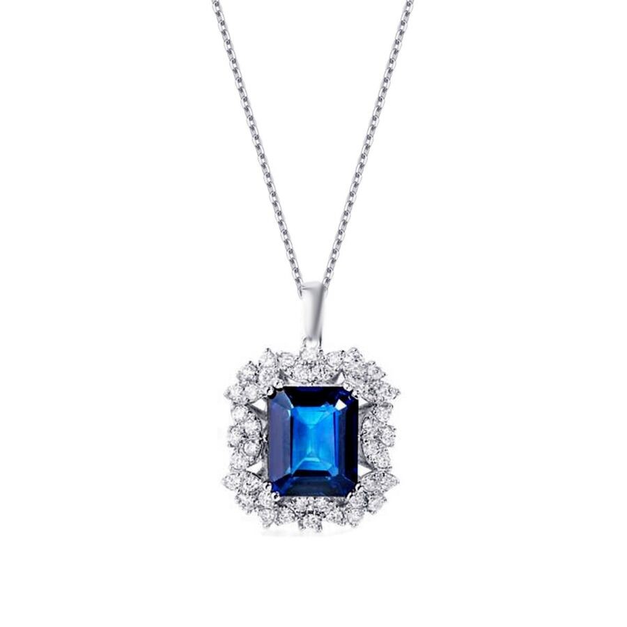 6.04 Carat Diamond Sapphire Necklace