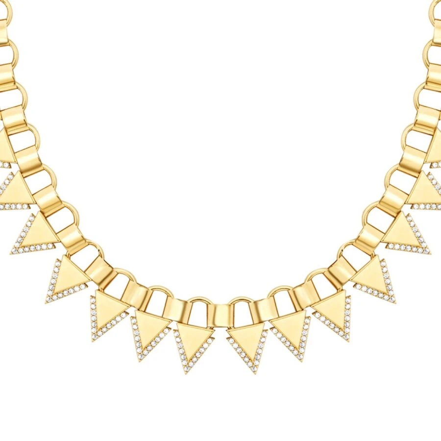 Gold Triangle Stone Collar Necklace