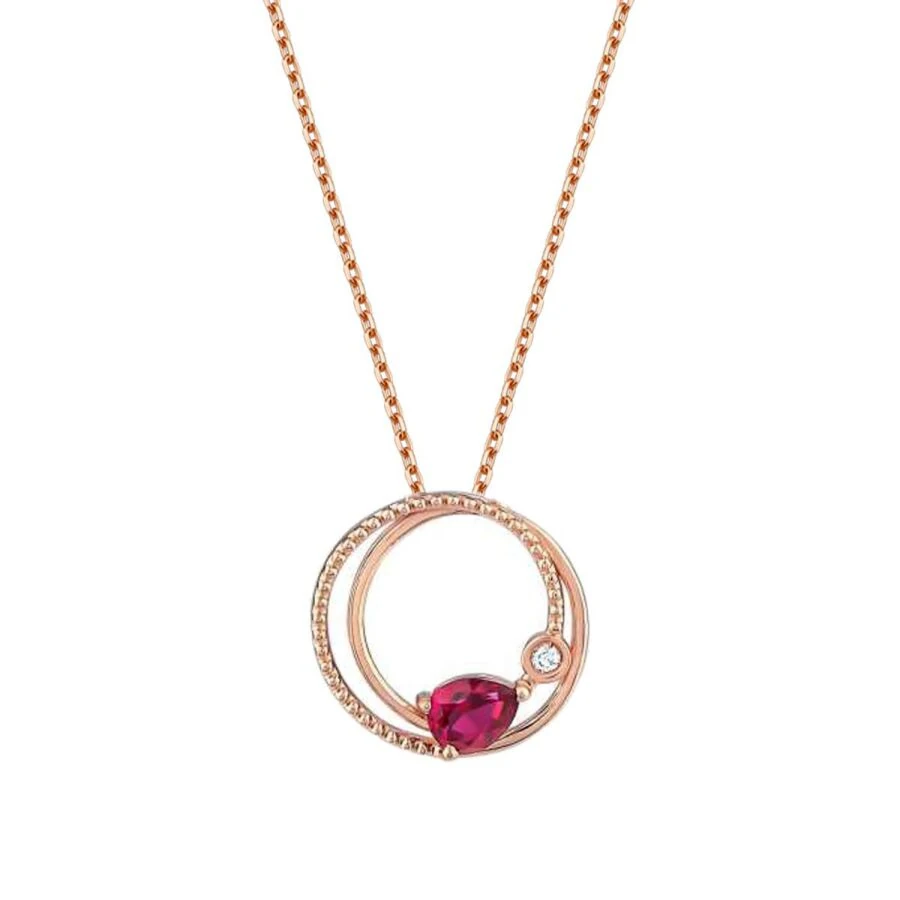 0.34 Carat Diamond Ruby Hoop Necklace