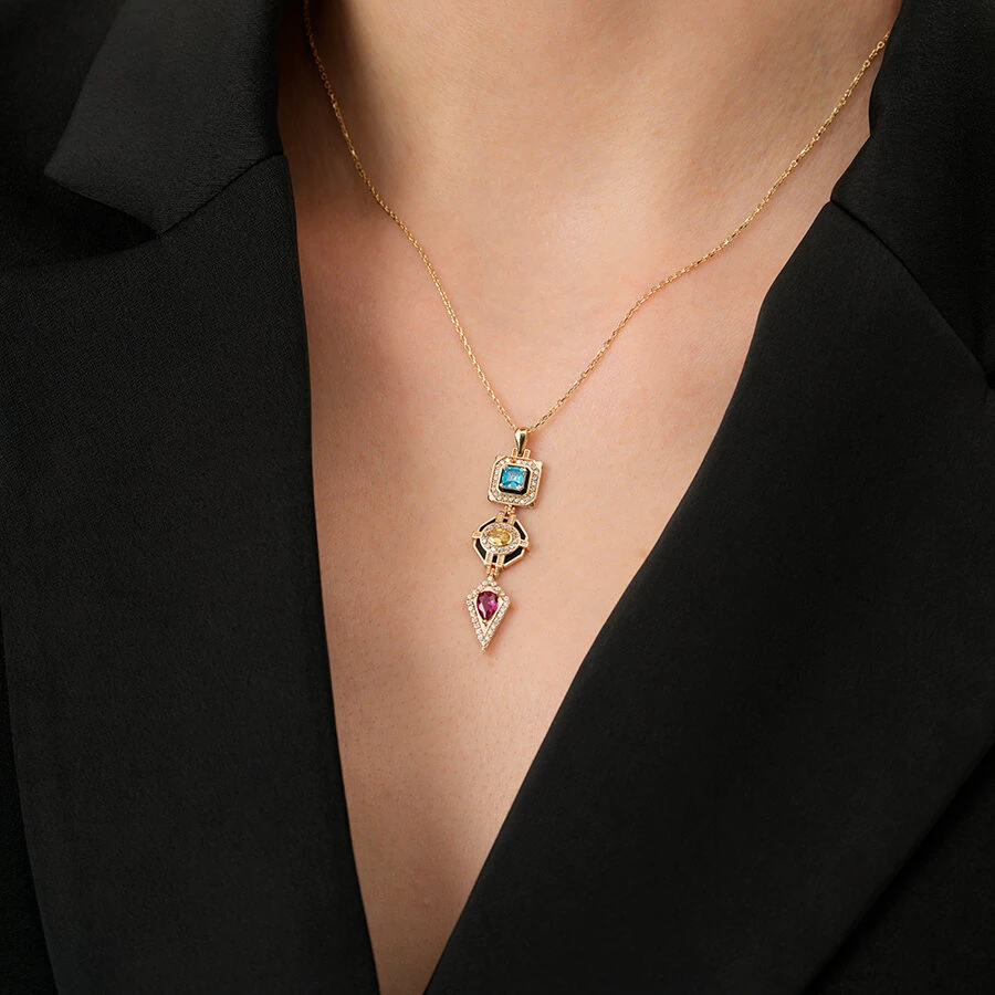 Gold Multi-Stone Necklace