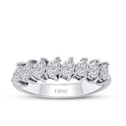 0.76 Carat Diamond Pear Half-Etermal Ring
