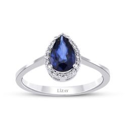 0.78 Carat Diamond Pear Sapphire Ring